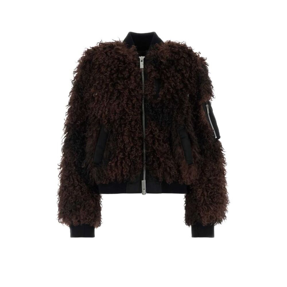 Sacai Women Brown Eco Fur Bomber Jacket